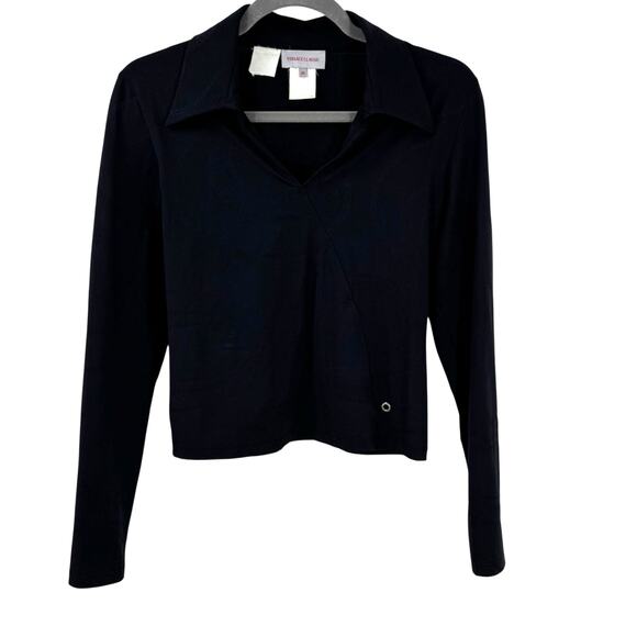 VTG Versace Classic Faux Wrap Top 40 S Black Chain Old Money Equestrian Y2K Prep - Picture 1 of 11